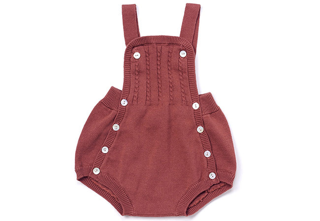 unisex knitted baby romper in maroon